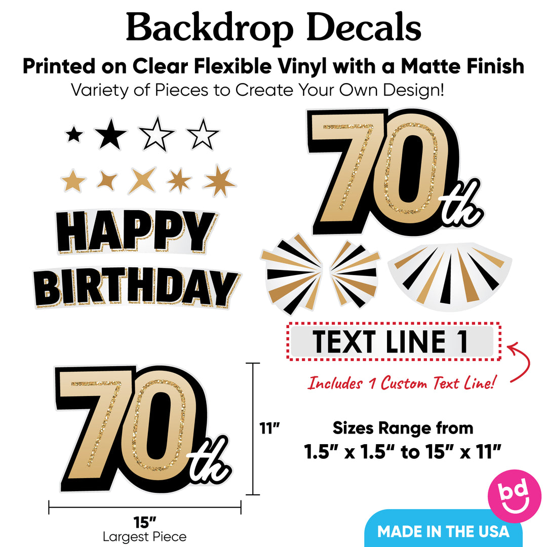 Custom Text 70th Birthday Backdrop Decals