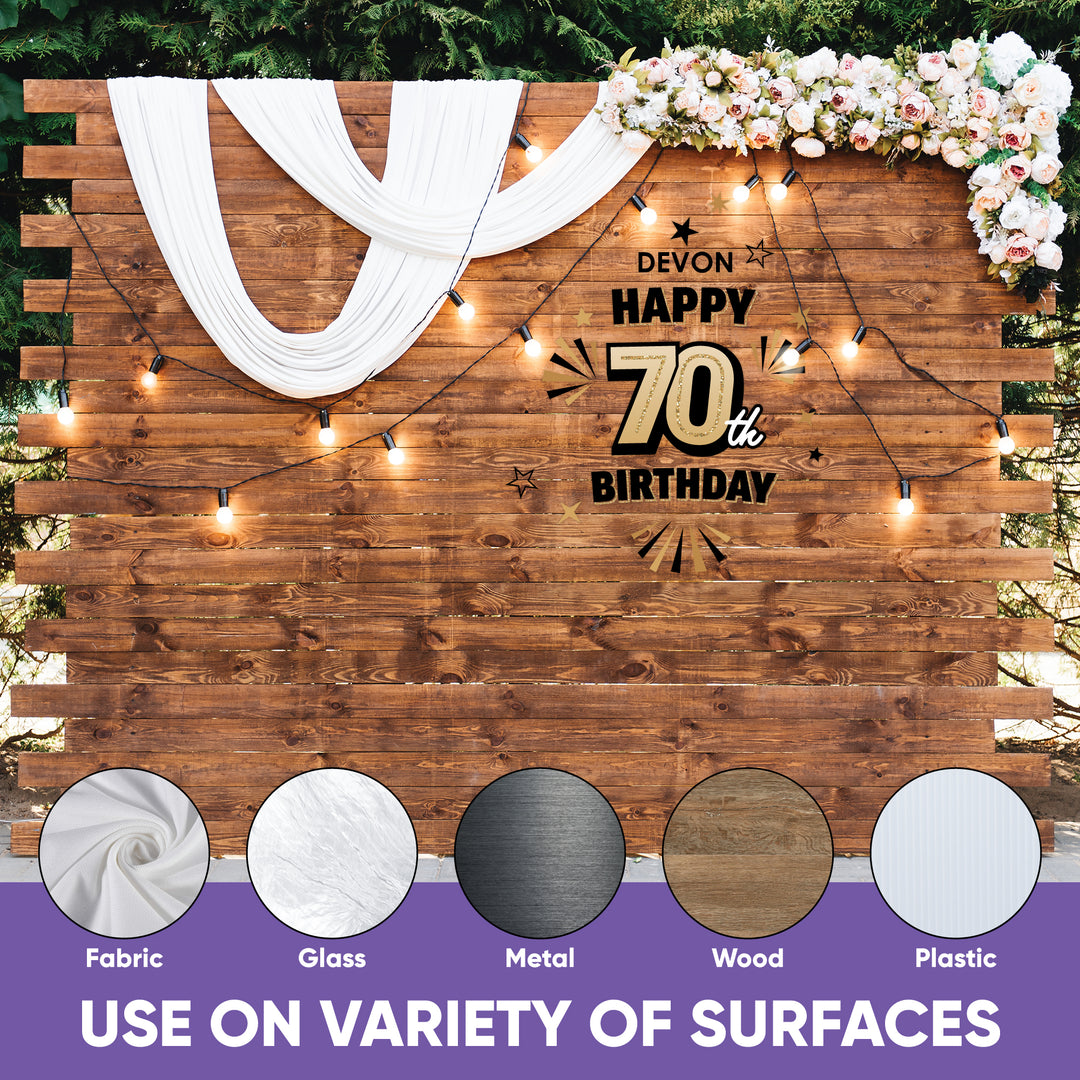 Custom Text 70th Birthday Backdrop Decals
