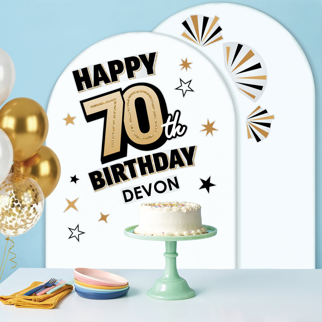 Custom Text 70th Birthday Backdrop Decals