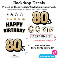 Custom Text 80th Birthday Backdrop Decals