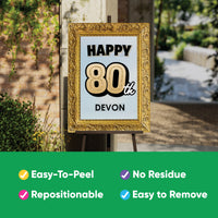 Custom Text 80th Birthday Backdrop Decals