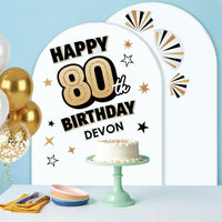 Custom Text 80th Birthday Backdrop Decals