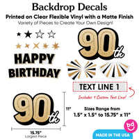 Custom Text 90th Birthday Backdrop Decals