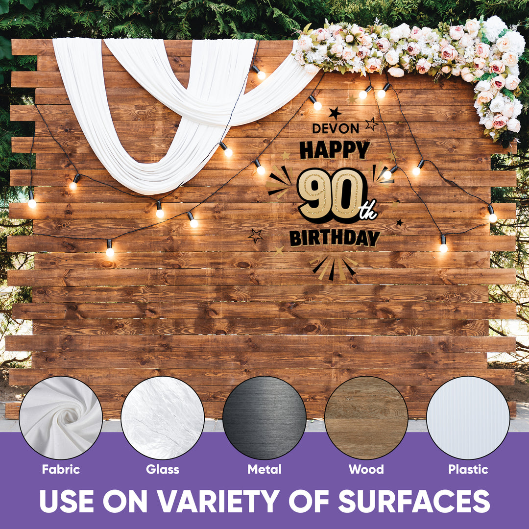 Custom Text 90th Birthday Backdrop Decals