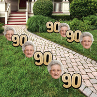 Custom Face Yard Signs - 90th Birthday - 10 Pc