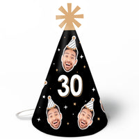 Custom Face & Age Birthday Cone Hat - 8 Ct