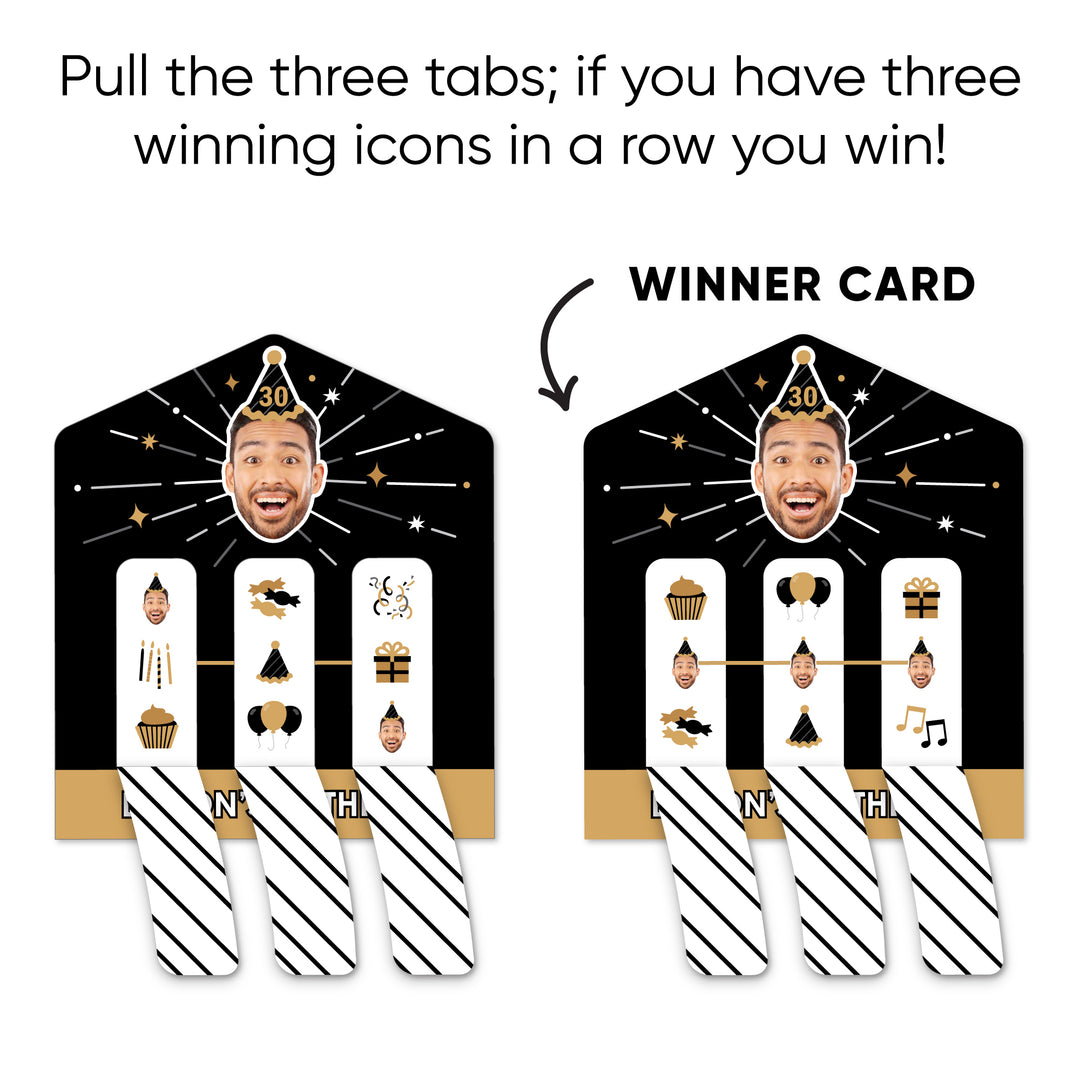 Custom Face Black & Gold Birthday Pull Tab Game