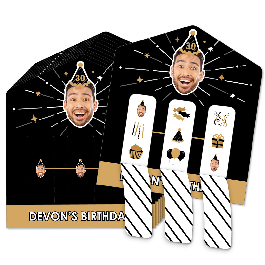 Custom Face Black & Gold Birthday Pull Tab Game