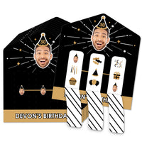 Custom Face Black & Gold Birthday Pull Tab Game
