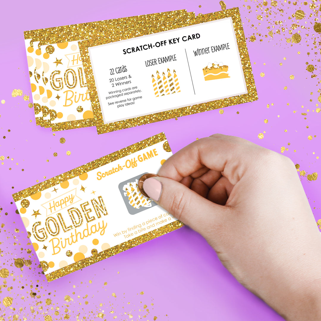 Golden Birthday - Happy Birthday Party Game Scratch Off Cards - 22 Count