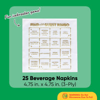 Big Dot of Happiness Find the Guest Gold Beverage Game Napkins, Funny Cocktail Napkins, Party Conversation Starters, 4.75 x 4.75 Folded Napkins, 3-ply, Foil Wedding Cocktail Beverage Napkins, 25 ct