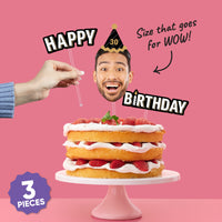 Happy Birthday topper front design close-up