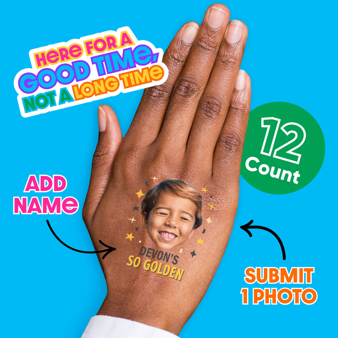 Custom Golden Birthday Temporary Tattoos - 12 Ct