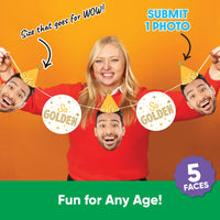 Custom photo face garland banner for Golden Birthday party decor