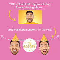 Custom Face Golden Birthday Garland Banner