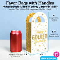 Golden Birthday Paper Favor Bags - 12 Ct