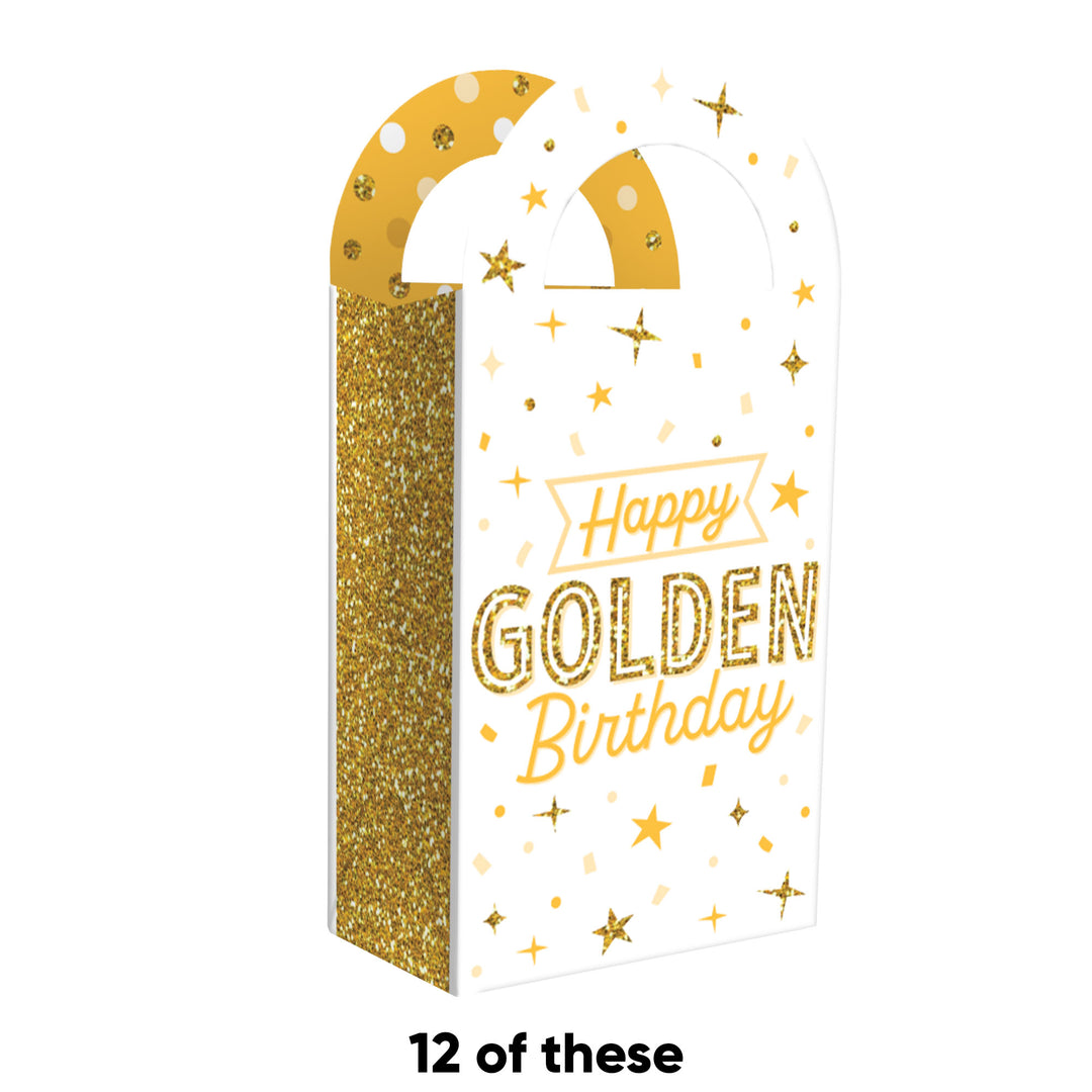 Golden Birthday Paper Favor Bags - 12 Ct