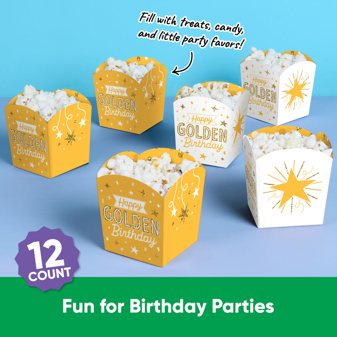 Golden Birthday Treat Boxes - 12 Ct