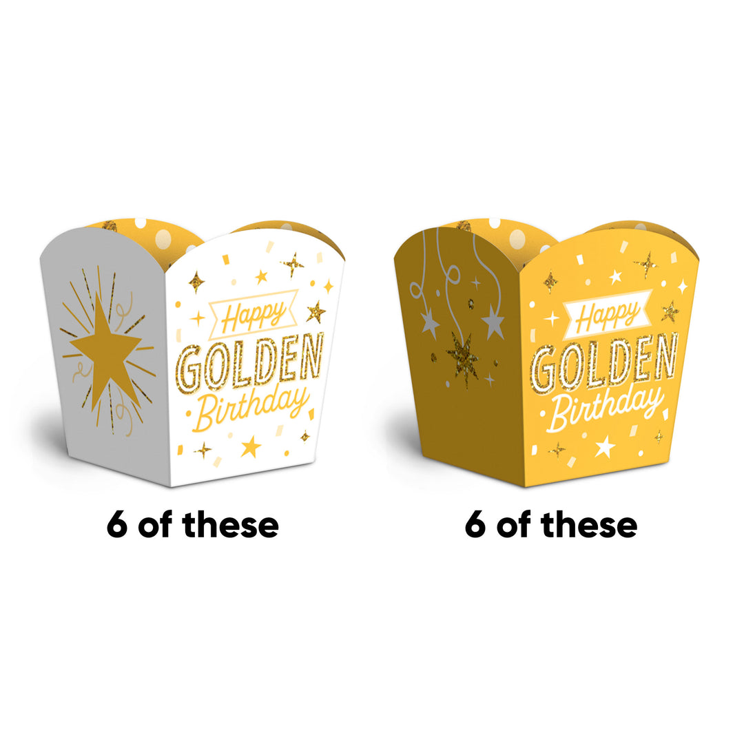 Golden Birthday Treat Boxes - 12 Ct