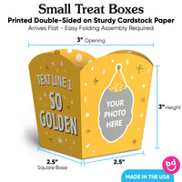 Custom Face Golden Birthday Treat Boxes - 12 Ct
