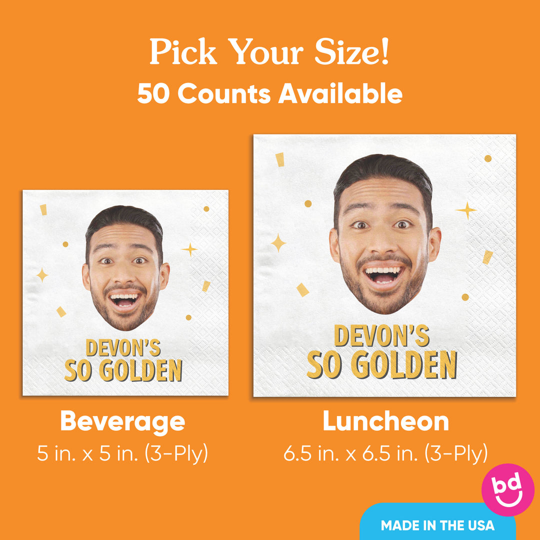 Custom Face Napkins - Golden Birthday