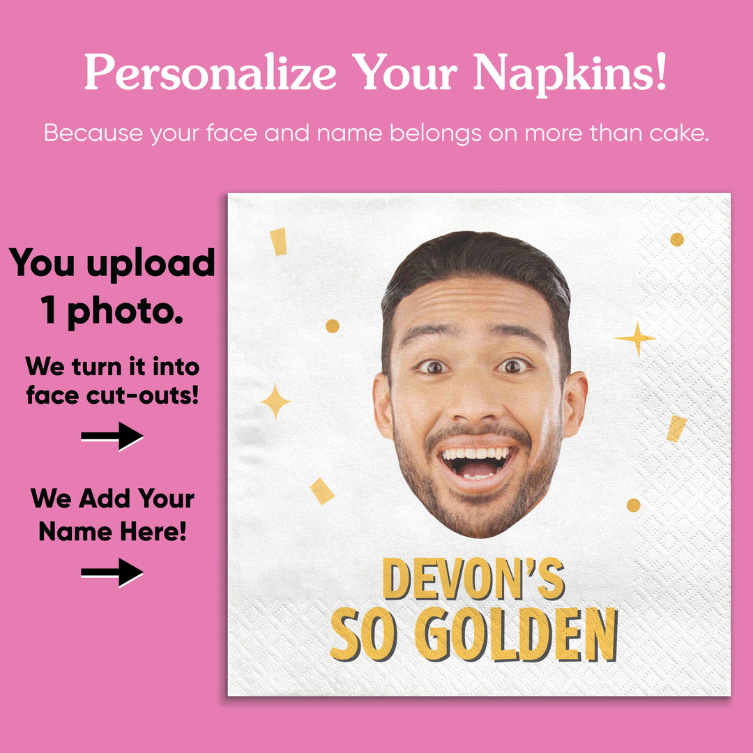 Custom Face Napkins - Golden Birthday