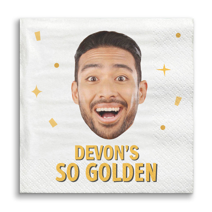 Custom Face Napkins - Golden Birthday
