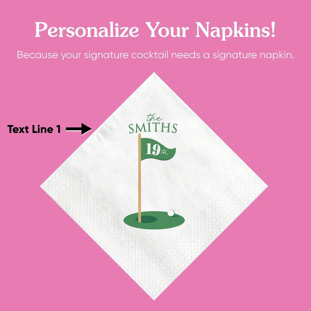 Custom Text - Golf Napkins - 50 Ct