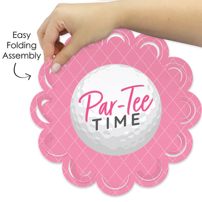 Golf Girl - Pink Birthday Party or Baby Shower Round Table Decorations - Paper Chargers - Place Setting For 12