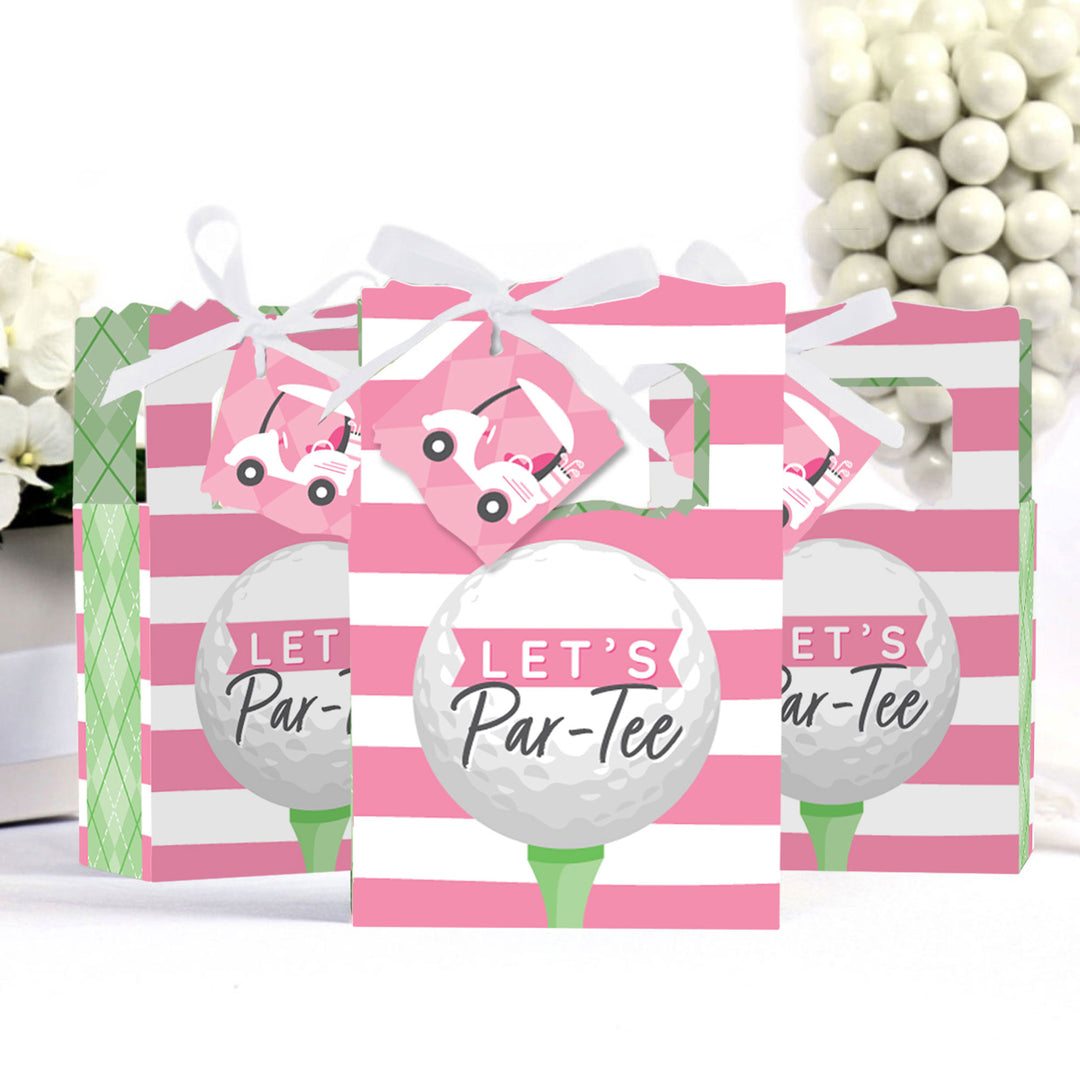 Golf Girl - Pink Birthday Party or Baby Shower Favor Boxes - Set of 12