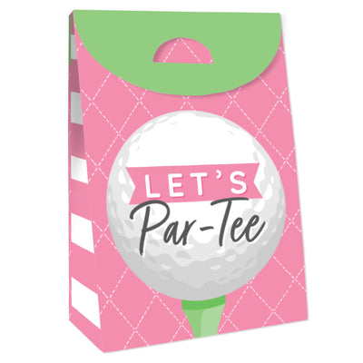 Golf Girl - Pink Birthday Party or Baby Shower Gift Favor Bags - Party Goodie Boxes - Set of 12