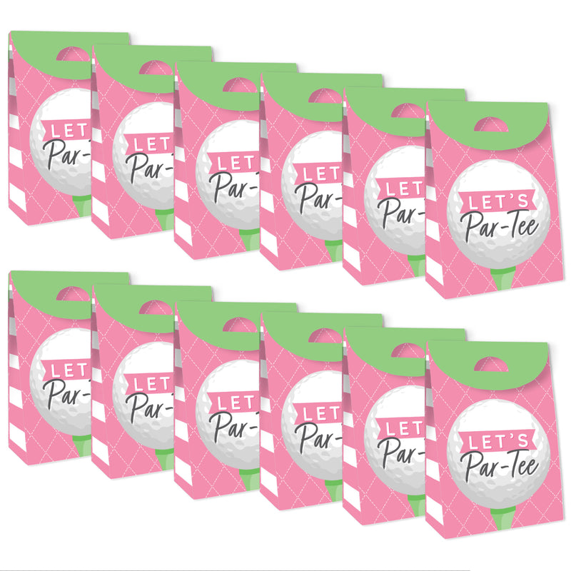 Golf Girl - Pink Birthday Party or Baby Shower Gift Favor Bags - Party Goodie Boxes - Set of 12