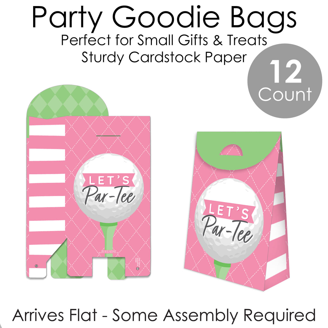 Golf Girl - Pink Birthday Party or Baby Shower Gift Favor Bags - Party Goodie Boxes - Set of 12
