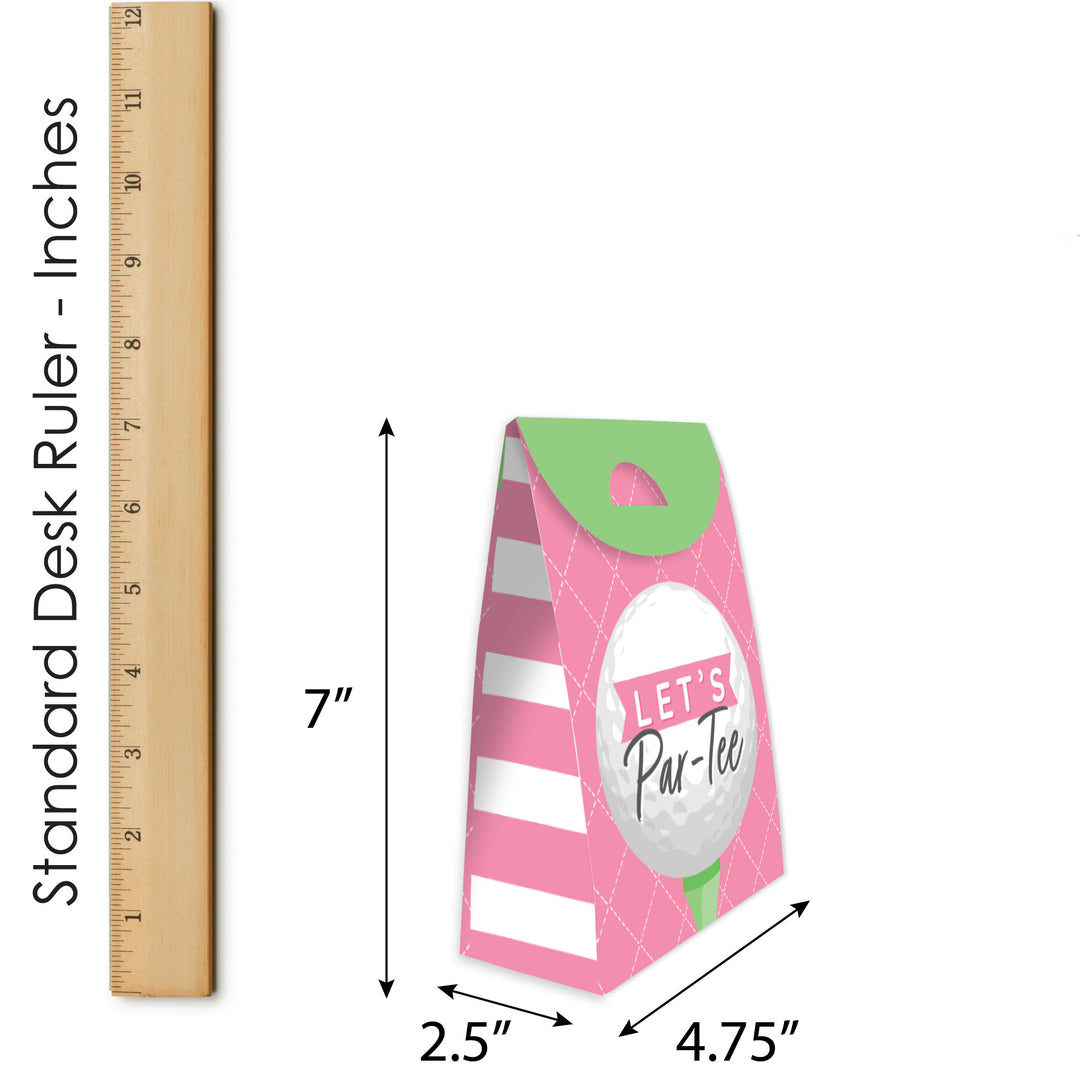 Golf Girl - Pink Birthday Party or Baby Shower Gift Favor Bags - Party Goodie Boxes - Set of 12