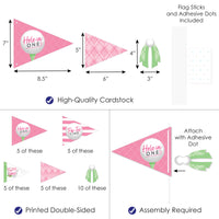Golf Girl - Triangle Pink Birthday Party or Baby Shower Photo Props - Pennant Flag Centerpieces - Set of 20