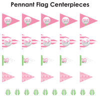 Golf Girl - Triangle Pink Birthday Party or Baby Shower Photo Props - Pennant Flag Centerpieces - Set of 20