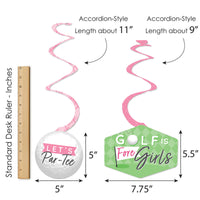 Golf Girl - Pink Birthday Party or Baby Shower Hanging Decor - Party Decoration Swirls - Set of 40