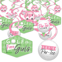 Golf Girl - Pink Birthday Party or Baby Shower Hanging Decor - Party Decoration Swirls - Set of 40