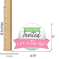 Golf Girl - Shaped Fill-In Invitations - Pink Birthday Party or Baby Shower Invitation Cards with Envelopes - Set of 12