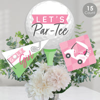 Golf Girl - Pink Birthday Party or Baby Shower Centerpiece Sticks - Table Toppers - Set of 15