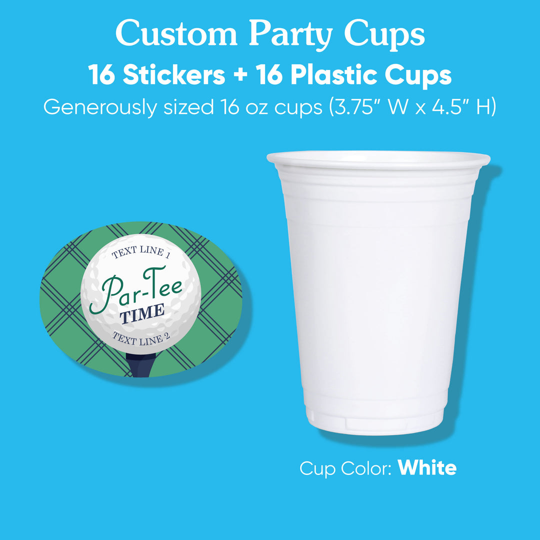 Custom Text Party Cups - Golf - 16 Ct