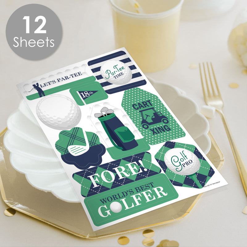Par-Tee Time - Golf - Birthday or Retirement Party Favor Sticker Set - 12 Sheets - 120 Stickers