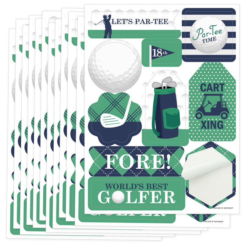 Par-Tee Time - Golf - Birthday or Retirement Party Favor Sticker Set - 12 Sheets - 120 Stickers