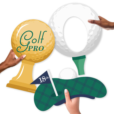 Par-Tee Time - Golf - Golf Ball, Trophy, and Flat Cap Decorations - Birthday or Retirement Party Large Photo Props - 3 Pc
