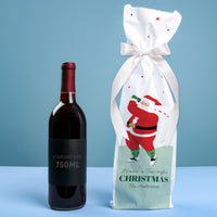 Custom Text Wine Bags - Golfing Santa