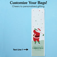 Custom Text Wine Bags - Golfing Santa