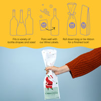 Custom Text Wine Bags - Golfing Santa