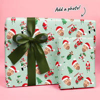Custom Face Wrapping Paper - Golfing Santa