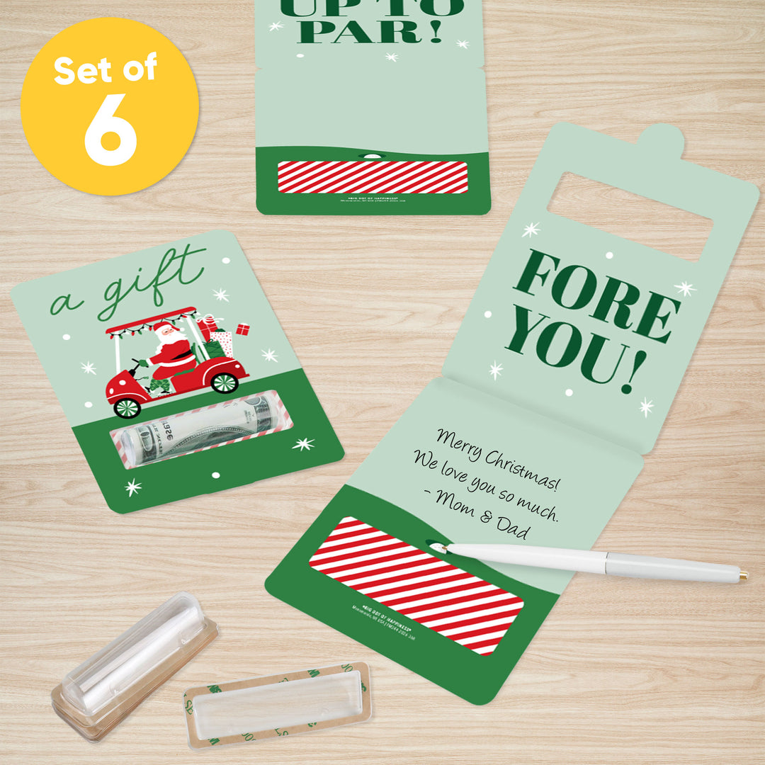 Golfing Santa Funny Money Cards - 6 Ct