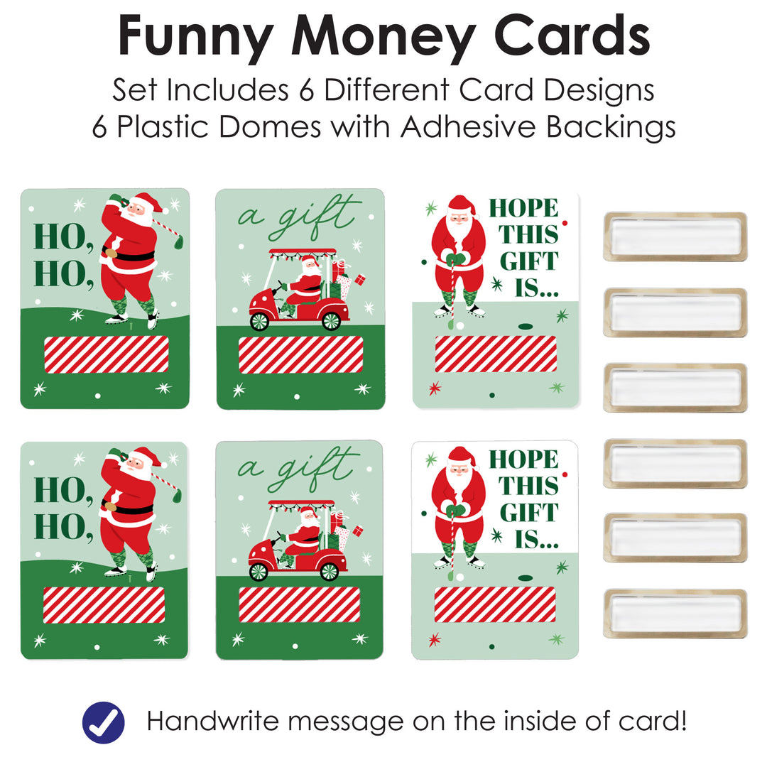 Golfing Santa Funny Money Cards - 6 Ct